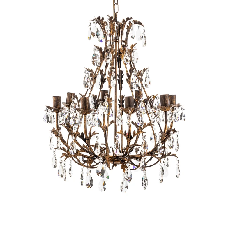 B-Ware Kronleuchter Hängeleuchte Botte Bronze Metall Kristall achtflammig dimmbar 55 cm