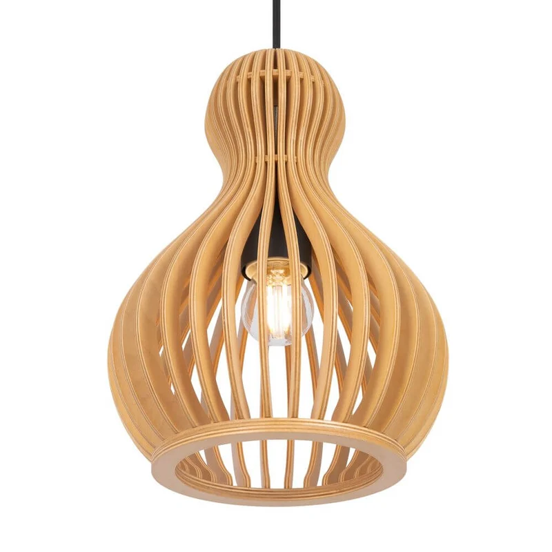 Holz Pendelleuchte Roots Bauchform