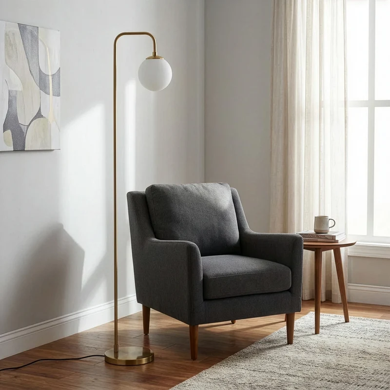 B-Ware Stehleuchte Lampe Viran Glas Goldfarben Antik Wohnzimmer Schlafzimmer Esszimmer