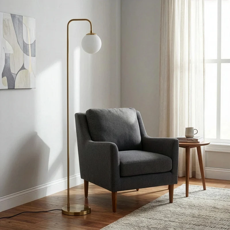 B-Ware Stehleuchte Lampe Viran Glas Goldfarben Antik Wohnzimmer Schlafzimmer Esszimmer