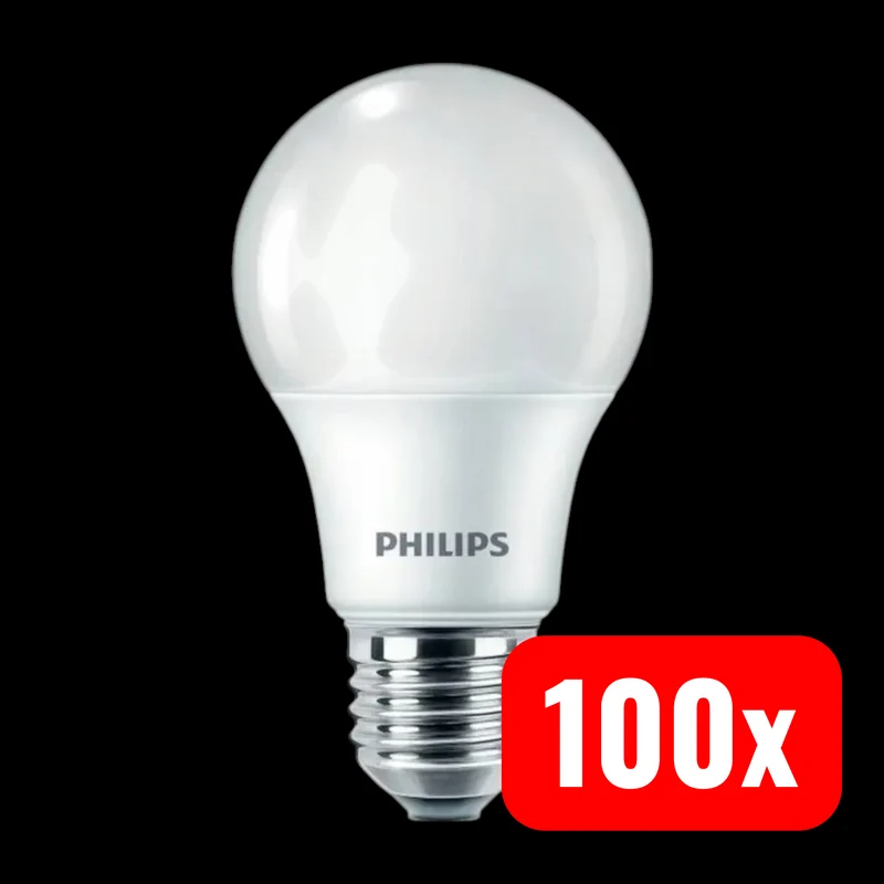 100x B-Ware Philips Glühlampe Lampe LED E27 Neutralweiß 8 W Weiß matt CorePro 100 STÜCK