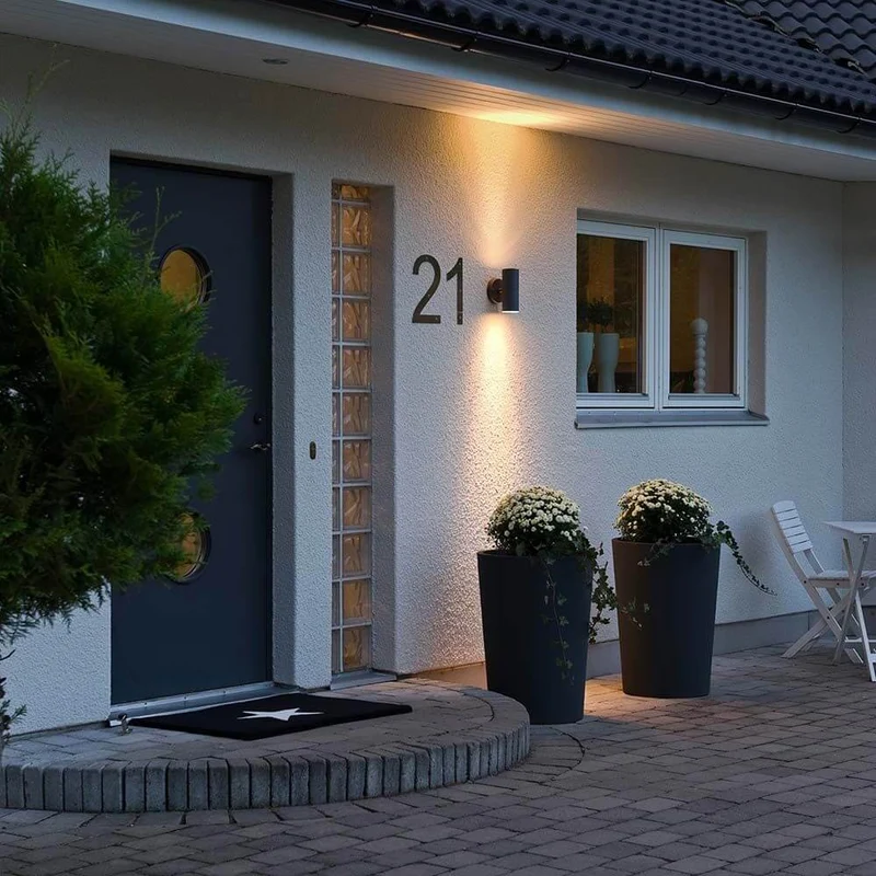 Modena Außen-Wandleuchte mit doppeltem Lichtkegel Schwarz, klares Glas, Reflektor
