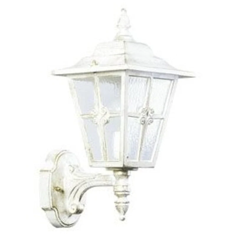 B-Ware Albert Leuchten Außenwandleuchte Wandlampe Laterne Kathedralglas weiß E27 LED