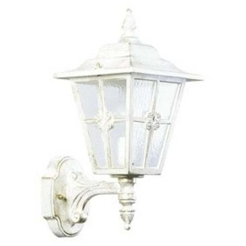 B-Ware Albert Leuchten Außenwandleuchte Wandlampe Laterne Kathedralglas weiß E27 LED