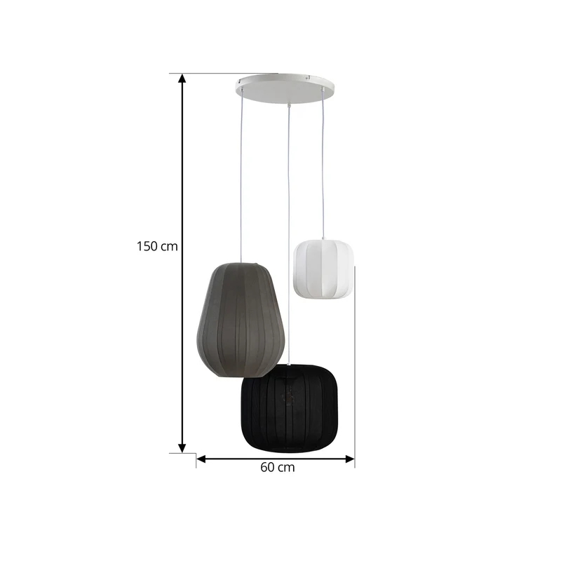 B-Ware Lindby Hängelampe Pendelleuchte Lampe schwarz weiß grau Textil 60cm 3-flammig690