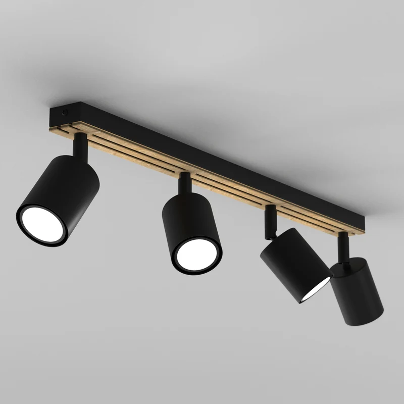 B-Ware Envostar Tino Deckenspot 4-flg schwarz Holz Deckenlampe Deckenleuchte SIEHE T623