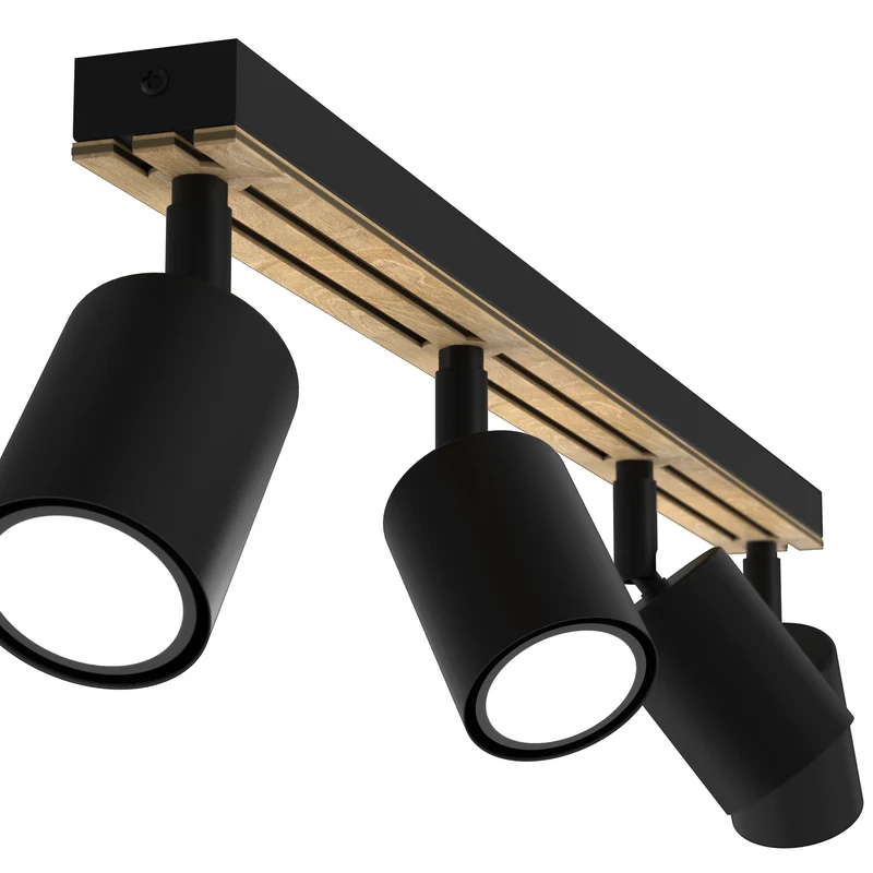 B-Ware Envostar Tino Deckenspot 4-flg schwarz Holz Deckenlampe Deckenleuchte SIEHE T623