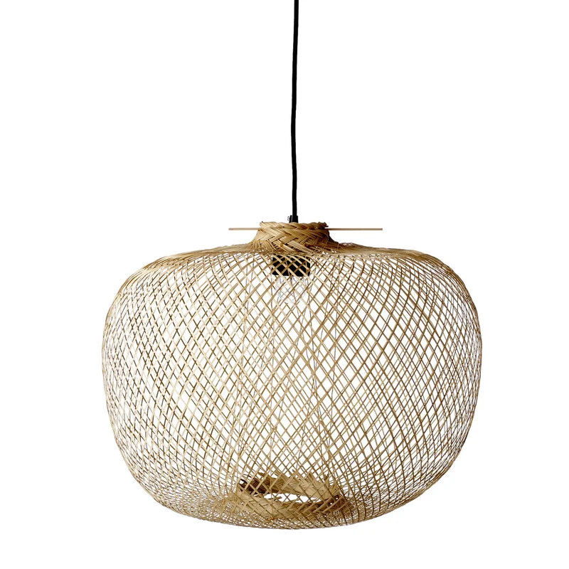 B-Ware Bloomingville Bambus Pendelleuchte Deckenlampe Hängeleuchte Geflochten 1-flammig