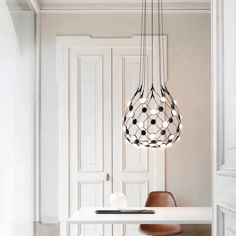 B-Ware Luceplan Hängelampe Pendelleuchte Mesh LED Leuchte Schwarz Netzlampe Design