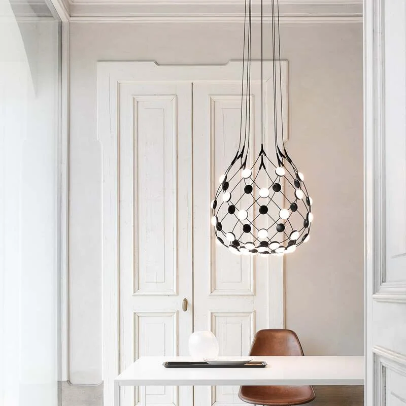 B-Ware Luceplan Hängelampe Pendelleuchte Mesh LED Leuchte Schwarz Netzlampe Design