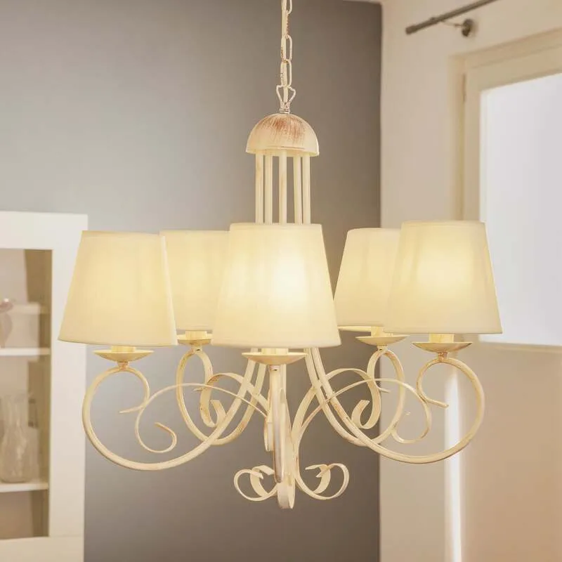 B-Ware Kronleuchter Lampe Leuchter Pompei weiß antik Schirm Deckenlampe Beleuchtung