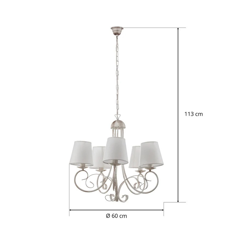 B-Ware Kronleuchter Lampe Leuchter Pompei weiß antik Schirm Deckenlampe Beleuchtung