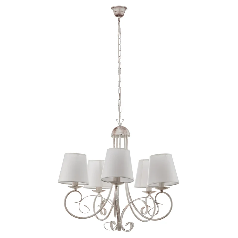 B-Ware Kronleuchter Lampe Leuchter Pompei weiß antik Schirm Deckenlampe Beleuchtung
