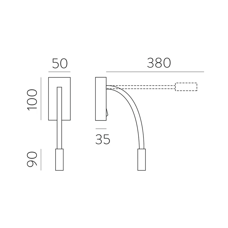 B-Ware ACB Wandleuchte Leselampe LED Cio Flexarm Schalter Weiß warmweiß 3 W Lampe 90 Ra