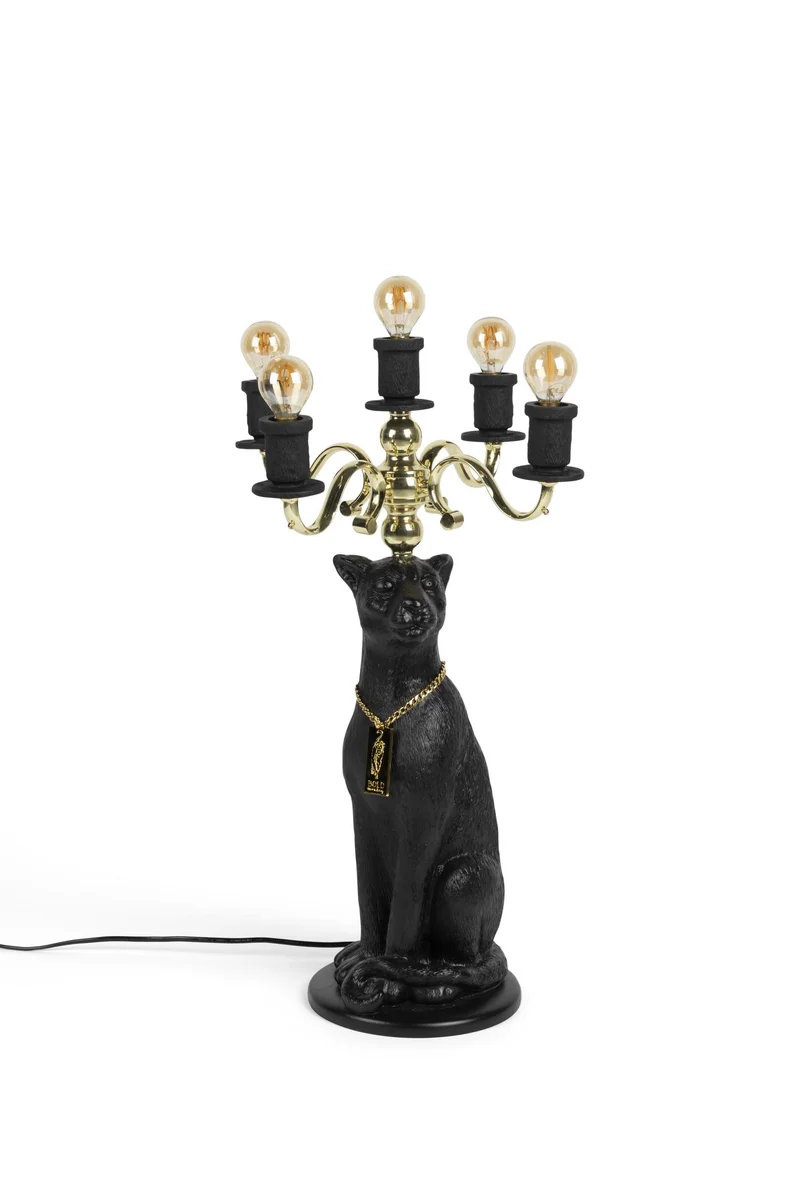 Bold Monkey Stehlampe Gekrönter Panther | Schwarz & Gold
