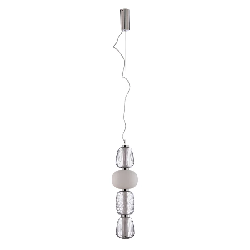 B-Ware Lucande Pendelleuchte Hängeleuchte LED Glas grau weiß Wohnzimmer Essbereich K299