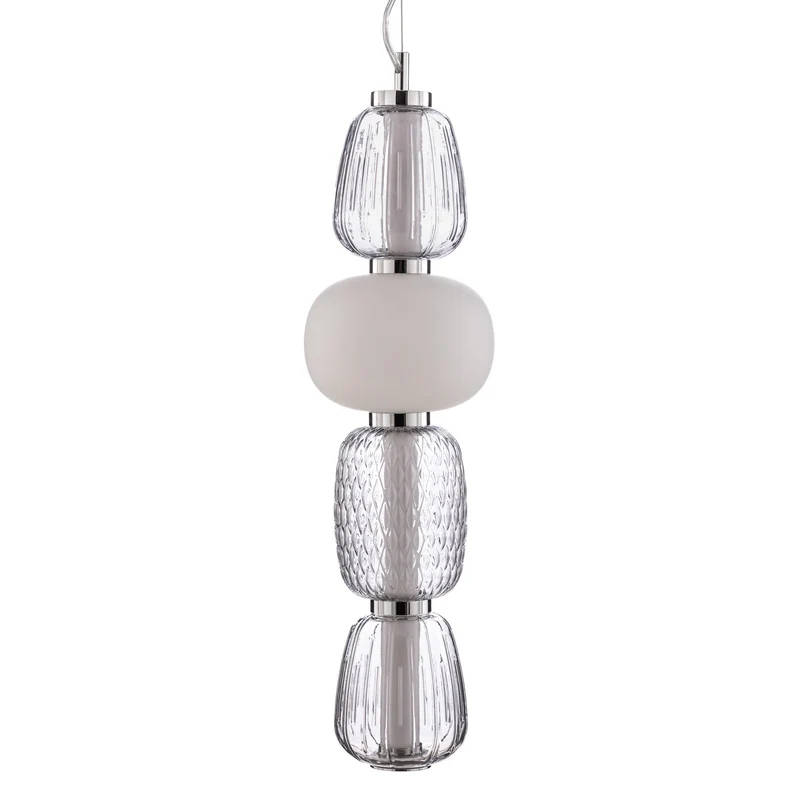 B-Ware Lucande Pendelleuchte Hängeleuchte LED Glas grau weiß Wohnzimmer Essbereich K299