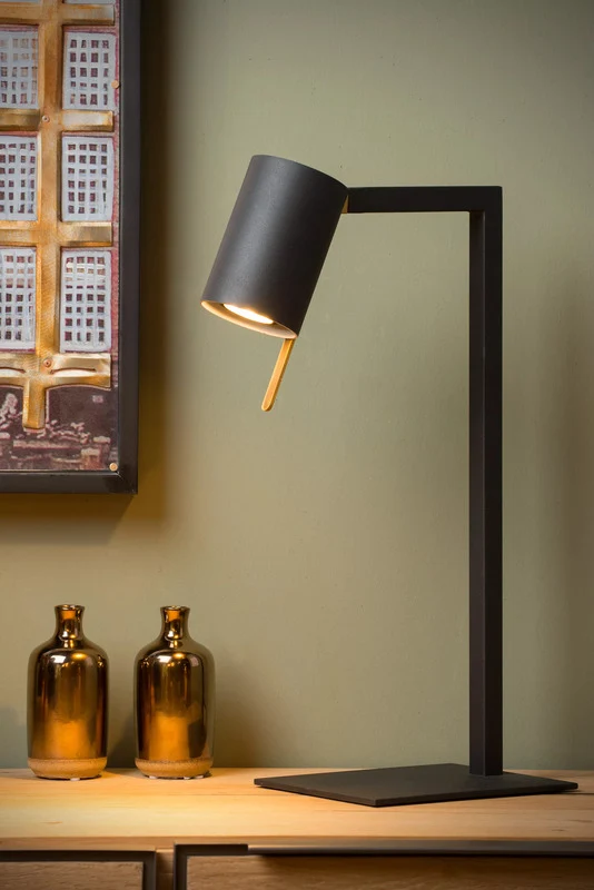 B-Ware Lucide Schreibtischlampe Tischleuchte Lesley Schwarz Metall H50cm Kippschalter