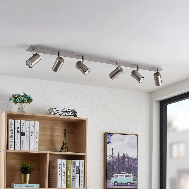 B-Ware Lindby Joffrey Deckenstrahler Deckenleuchte Deckenlampe Leuchte LED 6-fl. nickel