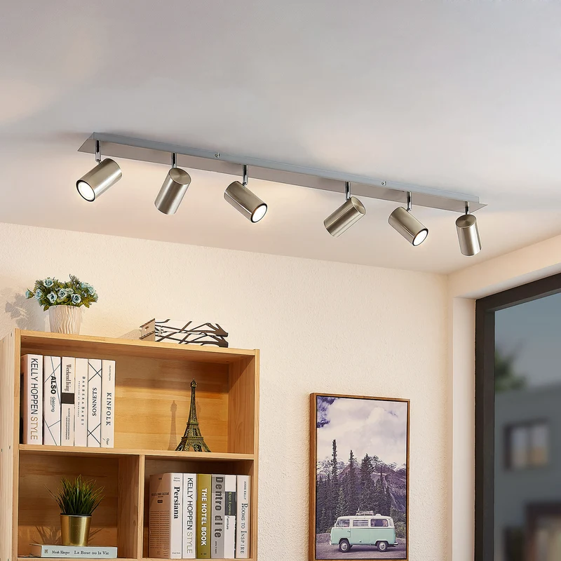 B-Ware Lindby Joffrey Deckenstrahler Deckenleuchte Deckenlampe Leuchte LED 6-fl. nickel