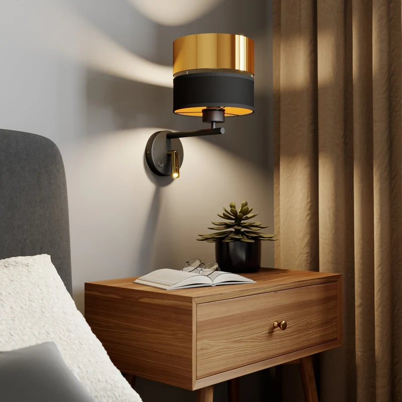 B-Ware Euluna Wandleuchte Hilton schwarz gold LED-Leselicht Wandleuchte Wandlicht 764