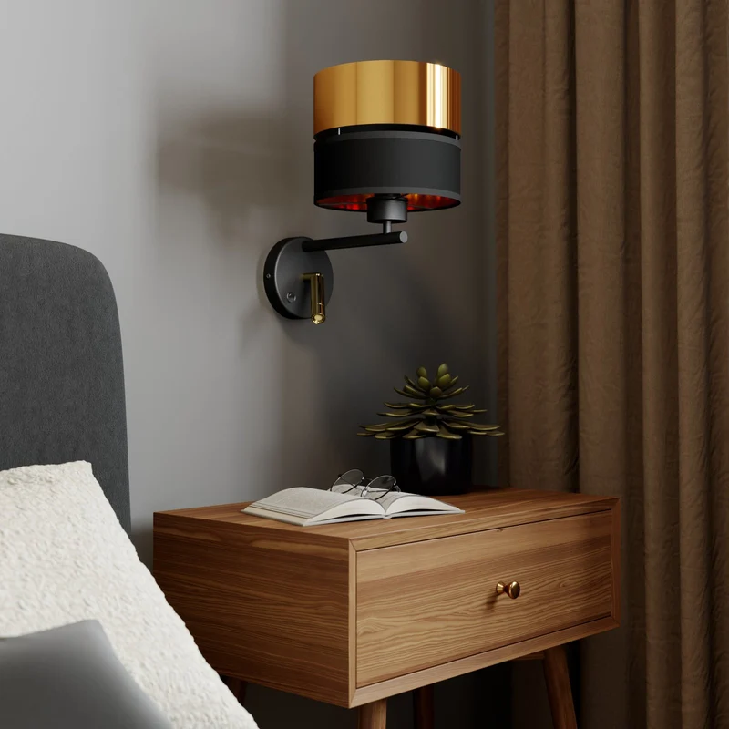 B-Ware Euluna Wandleuchte Hilton schwarz gold LED-Leselicht Wandleuchte Wandlicht 764