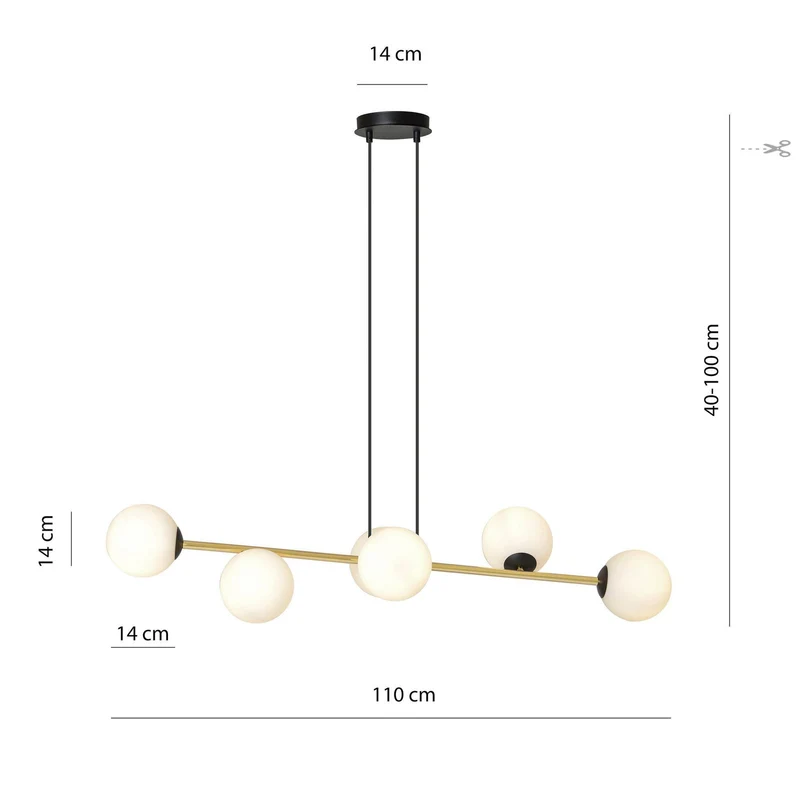 B-Ware Hängeleuchte Gravity opalweiß gold schwarz Glas E14 Deckenlampe Lampe Leuchte365