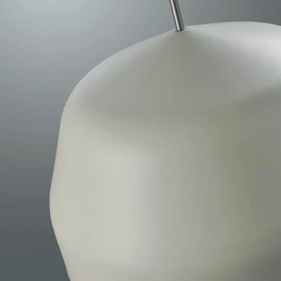 B-Ware Mug Hängeleuchte Pendelleuchte cremeweiß Chromdetail Ø56cm