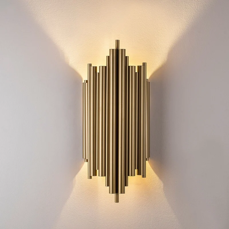B-Ware Wandleuchte Reis 13341 goldfarben Metall Höhe 50 cm Wandlampe Lampe Leuchte Spot