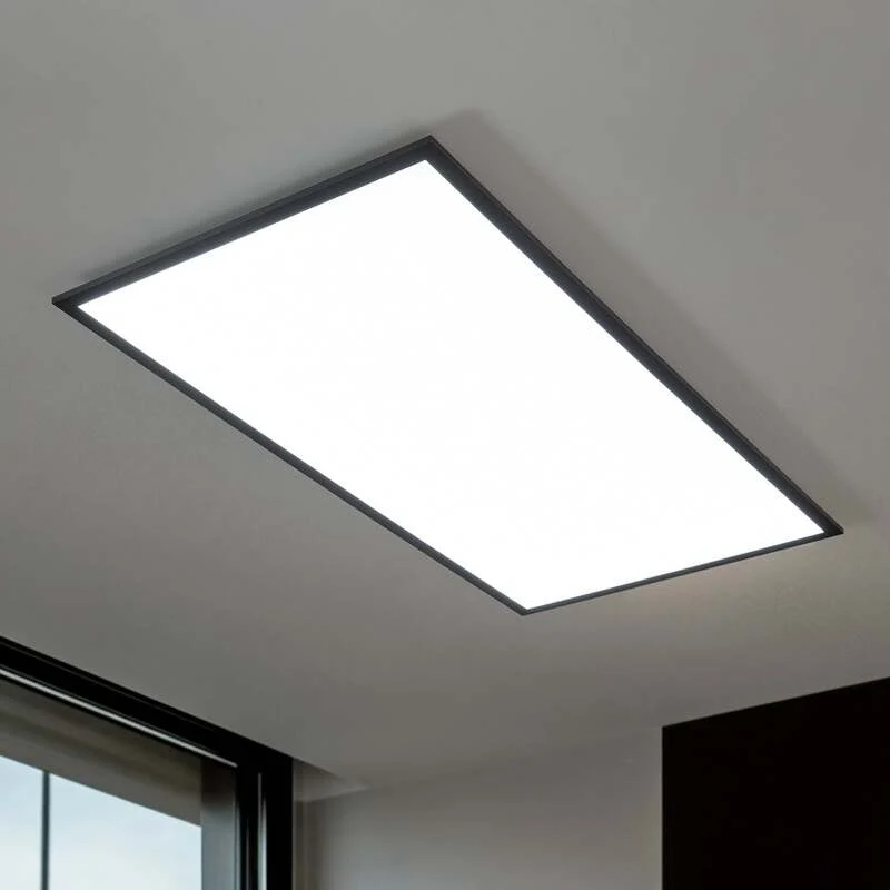 B-Ware Lindby Deckenleuchte Panel LED Lampe Leuchte Aluminium Kunststoff schwarz dimmba