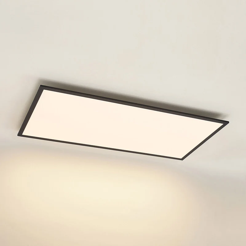 B-Ware Lindby Deckenleuchte Panel LED Lampe Leuchte Aluminium Kunststoff schwarz dimmba