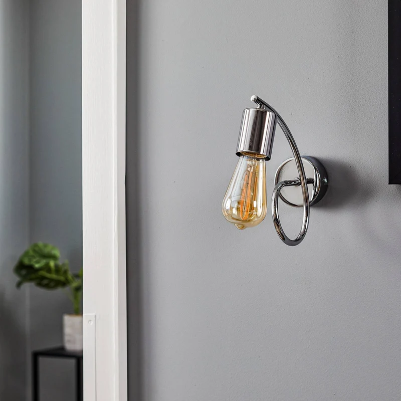 B-Ware Euluna Wandleuchte Wandlampe Tarnow Stahl Silber Wohnzimmer Esszimmer E27