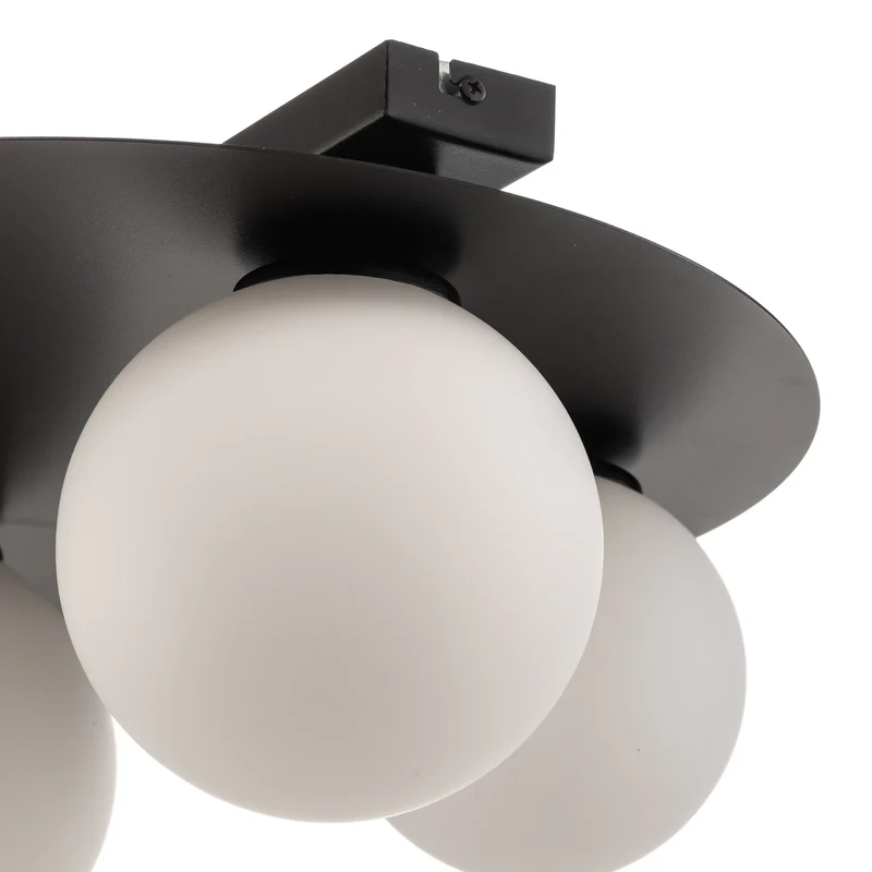 B-Ware Firn Deckenleuchte Lampe rund dreiarmig Schwarz Weiss Stahl Glas