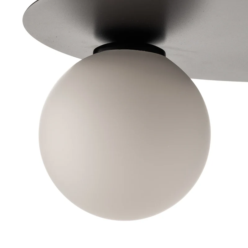 B-Ware Firn Deckenleuchte Lampe rund dreiarmig Schwarz Weiss Stahl Glas