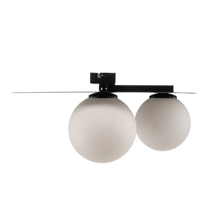B-Ware Firn Deckenleuchte Lampe rund dreiarmig Schwarz Weiss Stahl Glas