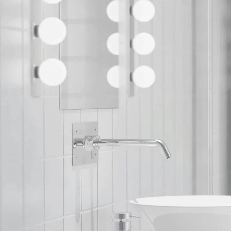 Azos Spiegel Wandleuchte Ø 10cm IP44 Chrom, Weiß
