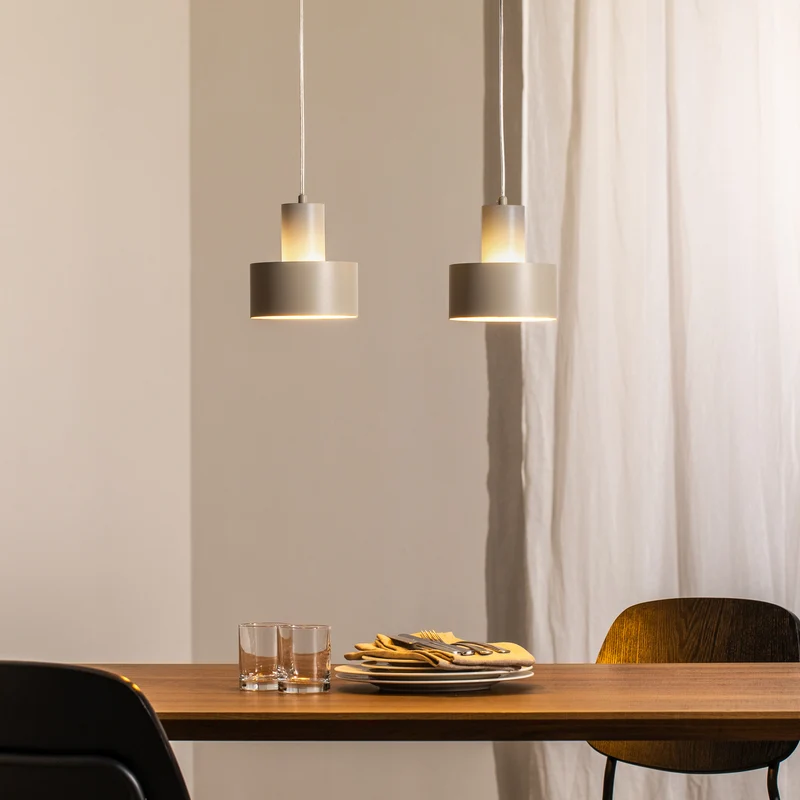 B-Ware SIGMA Hängeleuchte Pendelleuchte Rif 2 Hängeleuchte taupe 2-flammig linear Stahl