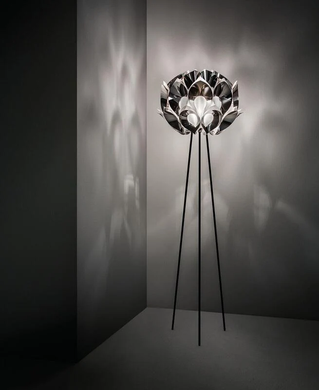 B-Ware Slamp Stehleuchte Flora Design Standlampe E27 Höhe 170 cm Pewter zinnfarben grau