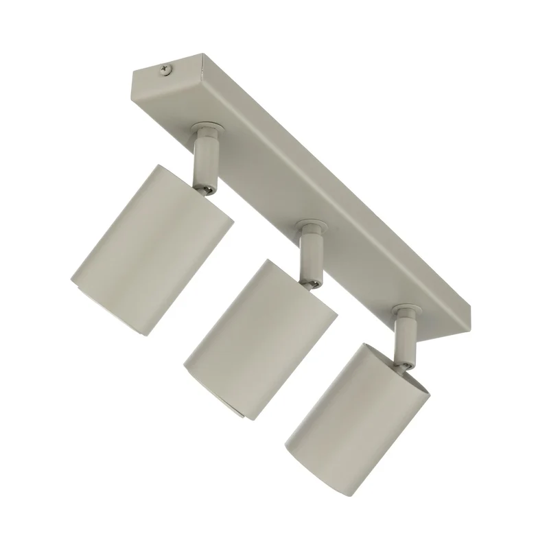 B-Ware Deckenstrahler Spot Zoom Lampe grau beige Stahl Deckenleuchte GU10 3-flg