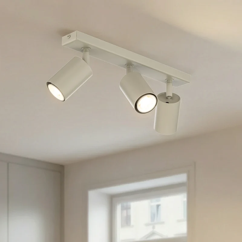 B-Ware Deckenstrahler Spot Zoom Lampe grau beige Stahl Deckenleuchte GU10 3-flg
