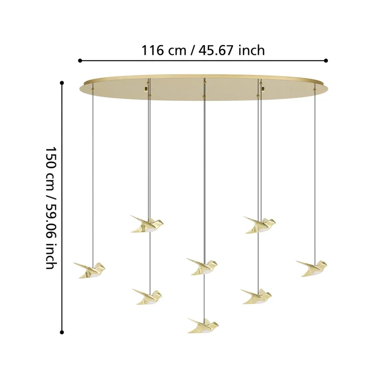 B-Ware EGLO Stars of Light Pendelleuchte Hängelampe LED Paratebueno messing Vogeldesign