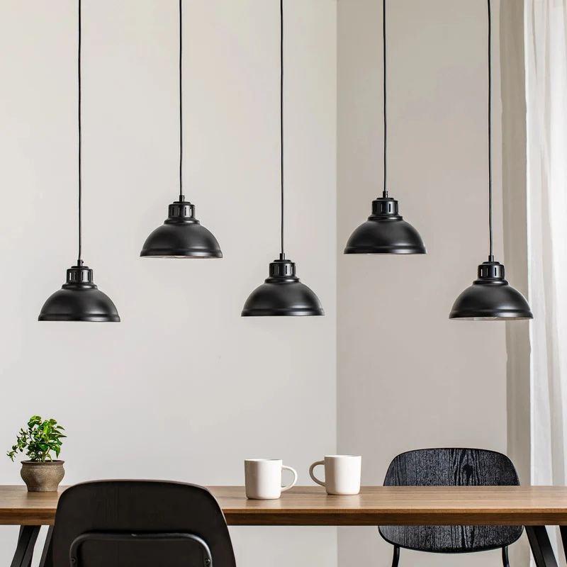 B-Ware Hängeleuchte Sven Pendelleuchte Lampe Schwarz Stahl E27 LED Fassung fünfflammig