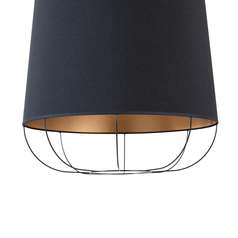 B-Ware Lantern Pendelleuchte Hängelampe Schwarz Gold Stoff E27