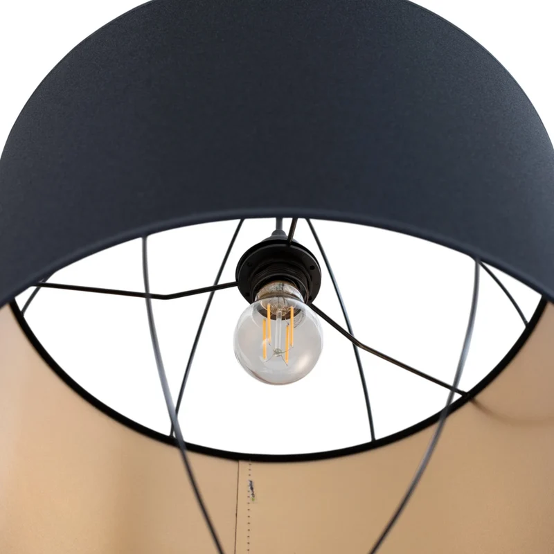 B-Ware Lantern Pendelleuchte Hängelampe Schwarz Gold Stoff E27