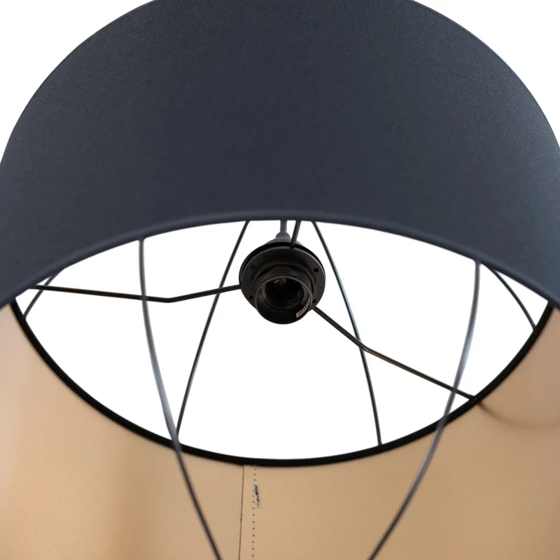 B-Ware Lantern Pendelleuchte Hängelampe Schwarz Gold Stoff E27