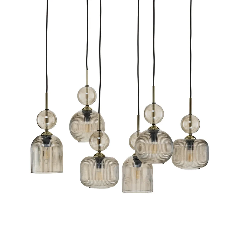 B-Ware TK Lighting Hängelampe Pendelleuchte Sophia Glas Metall schwarz cognac E14 LED