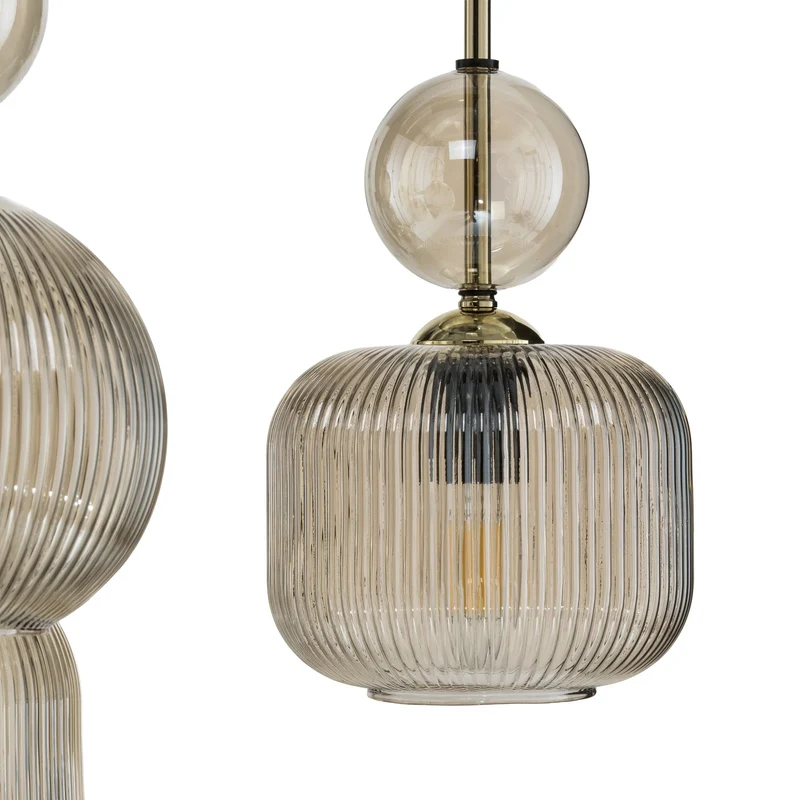 B-Ware TK Lighting Hängelampe Pendelleuchte Sophia Glas Metall schwarz cognac E14 LED