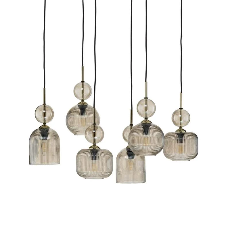 B-Ware TK Lighting Hängelampe Pendelleuchte Sophia Glas Metall schwarz cognac E14 LED
