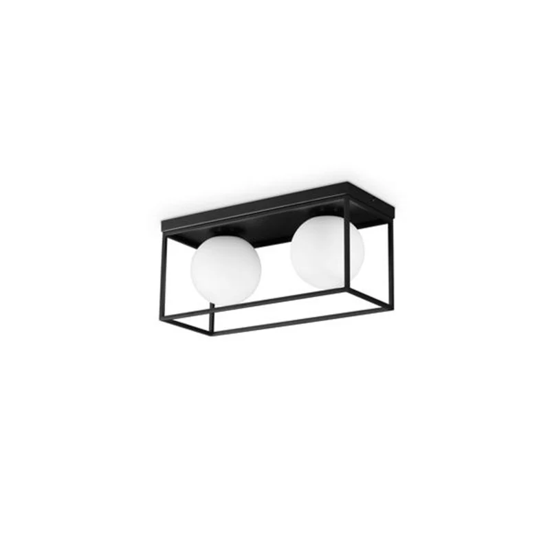B-Ware ideallux Deckenleuchte Deckenlampe Lingotto schwarz Glas weiß E14 LED 2-flammig