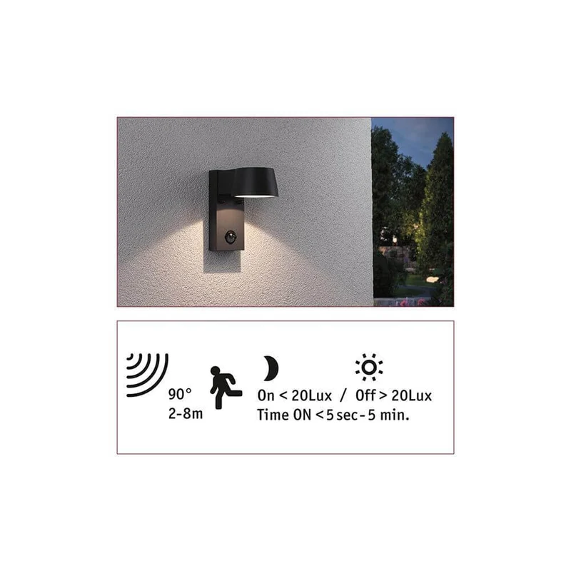 LED Außen Wandleuchte Capea Anthrazit mit Bewegungssensor